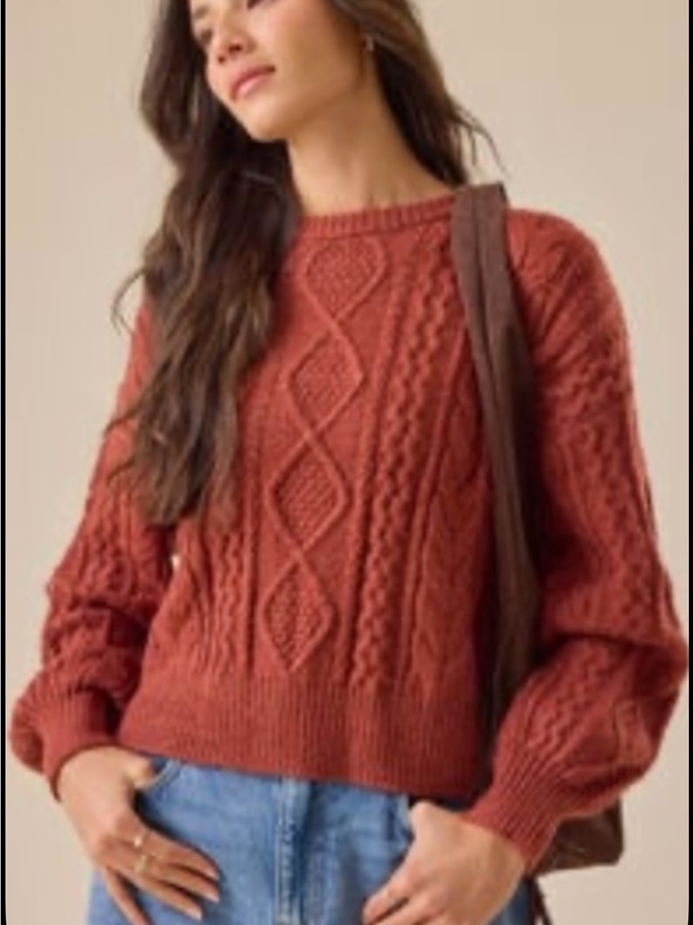 Altar'd State Spice Diane Cropped Cable Sweater